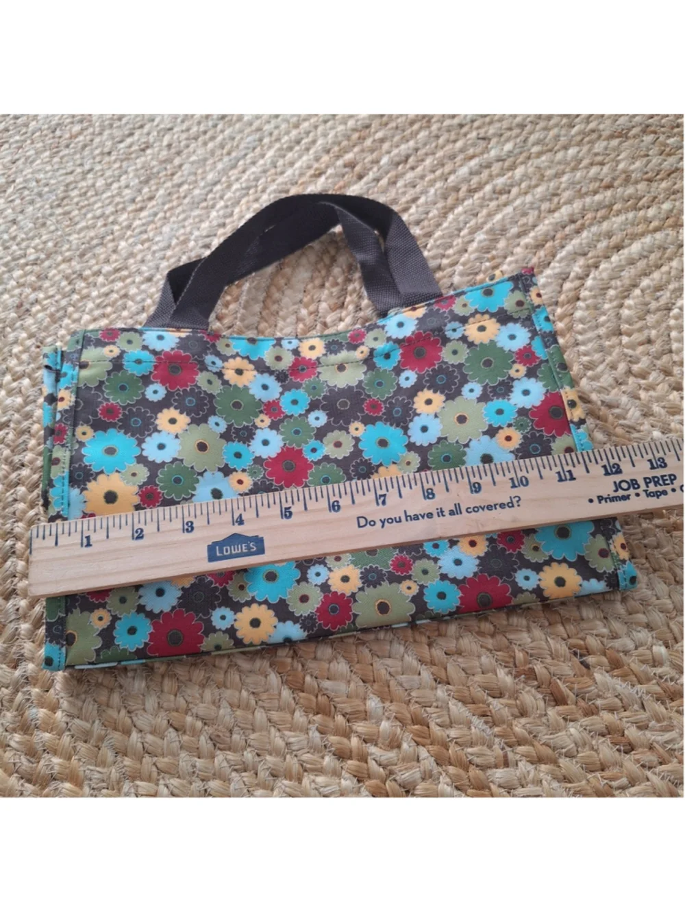 Thirty One Floral Daisy Print Small Utility Tote Bag Mesh Side Pockets